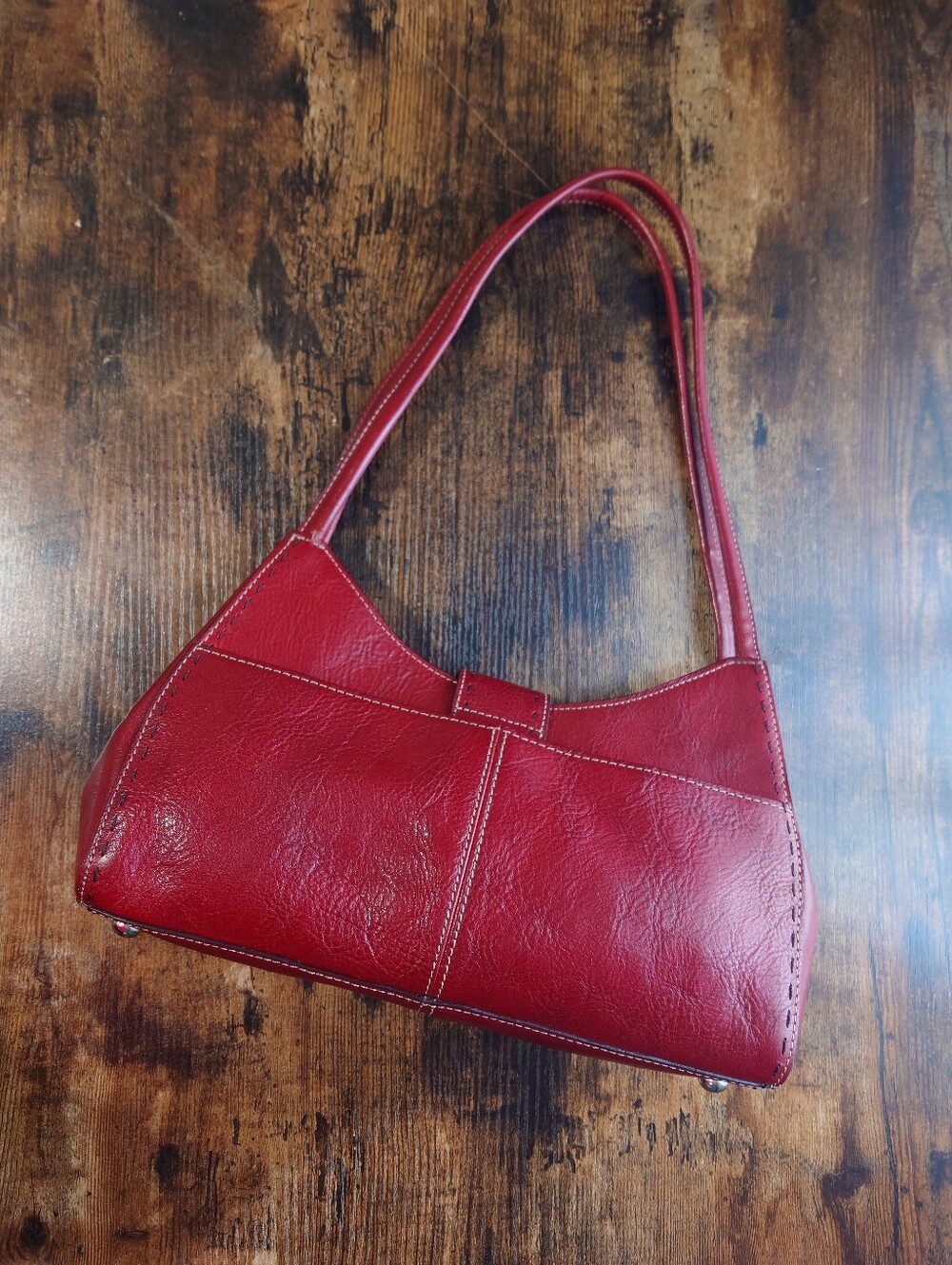 Fossil Red Genuine Leather Shoulder Bag - Picture 9 of 10